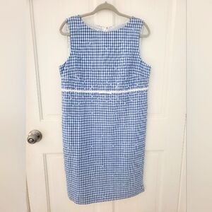 Talbots Blue and White Gingham Shift Dress Size 12